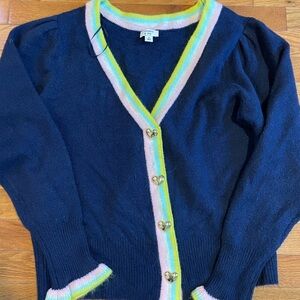 Crown & Ivy Navy Cardigan with Heart Buttons